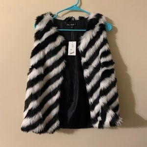 Say What? Black and White Faux Fur Vest
